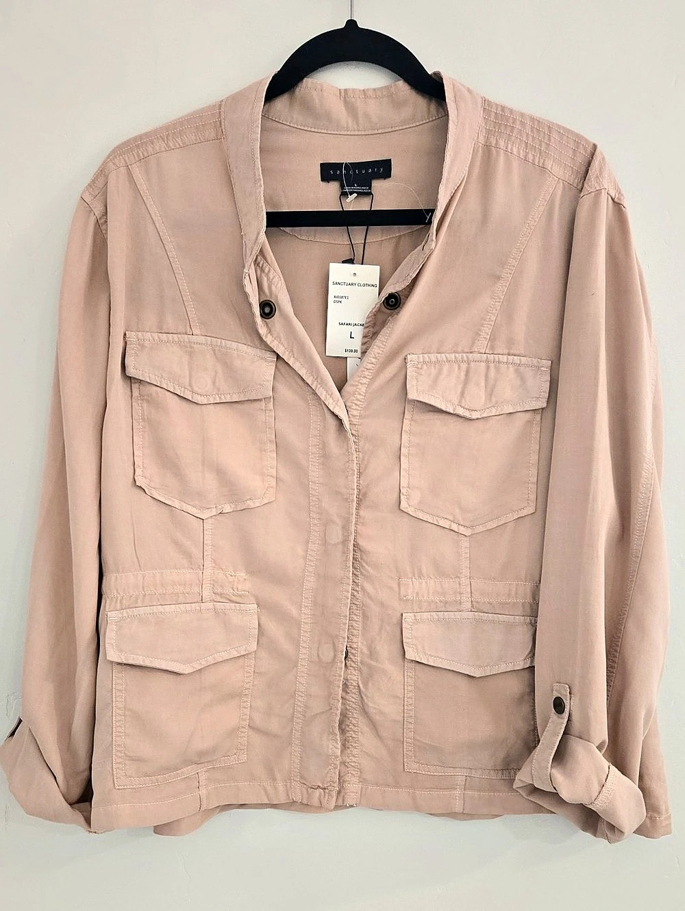 Sanctuary Safari Jacket Utility Jacket in Blush Pink Size Large NWT